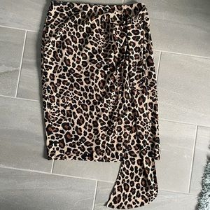 Faux wrap leopard print skirt